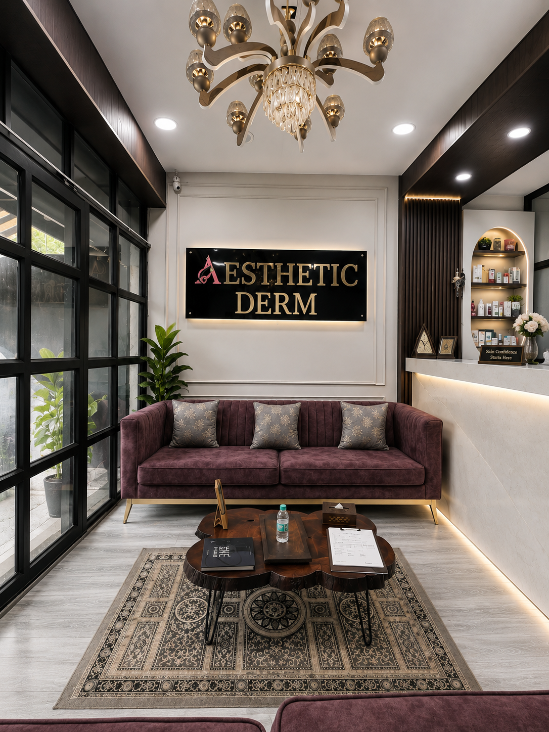 Aesthetic Derm Clinic reception in Delhi